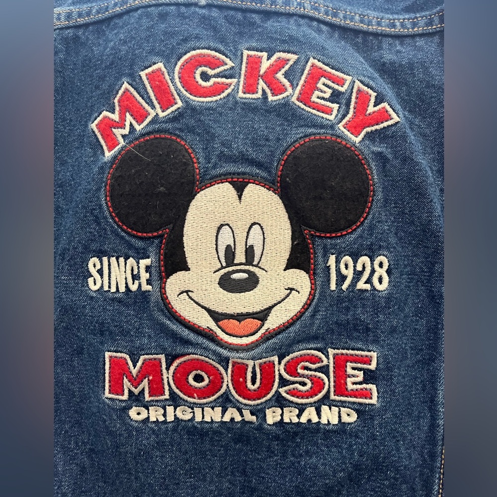 Vtg Disney Store Mickey Mouse 1928 MVP Division Denim Varsity Jacket - Picture 3 of 8